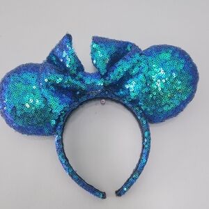 Blue Sequin Mouse Ears Headband